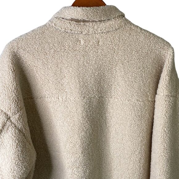 Good American Cream Sherpa Shacket Oversize Button Down Shirt Jacket Size 1/2 XL - Picture 6 of 16